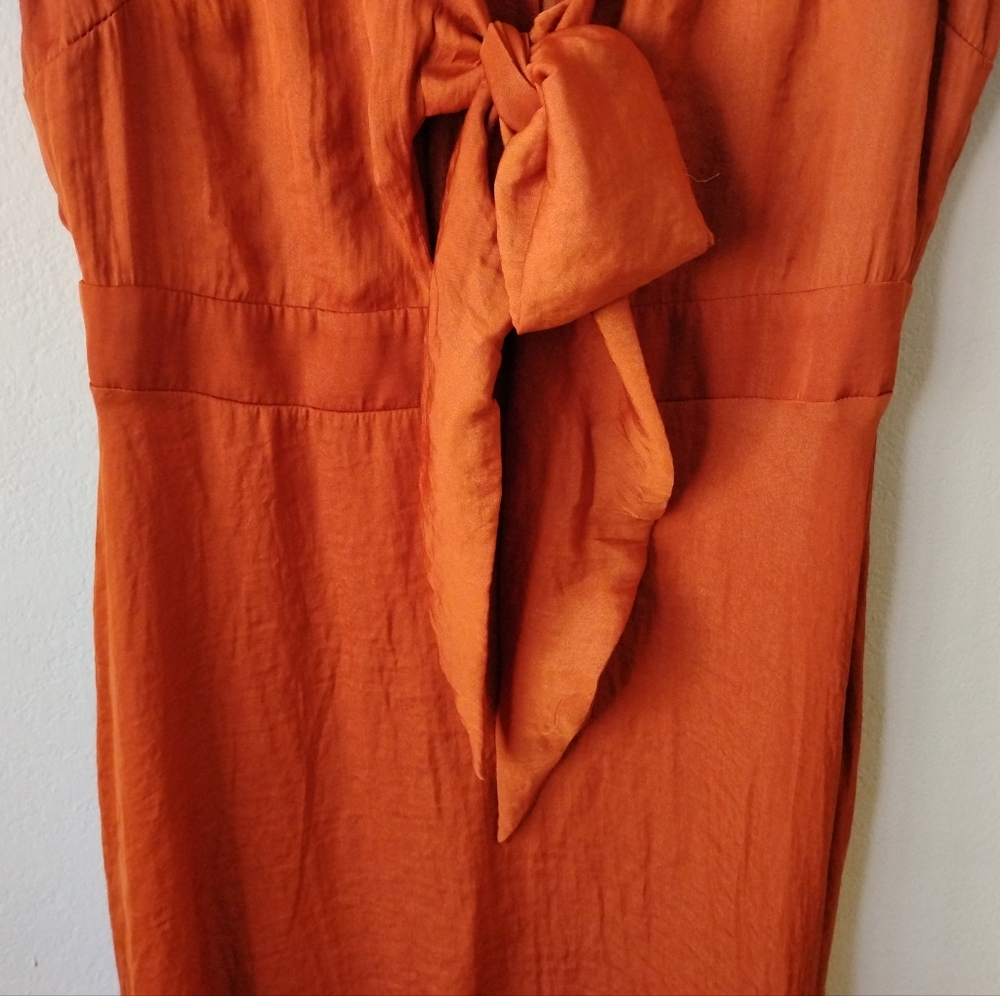 🍁🍂 Blue Rain Size L Rust High-Low Ruffle Dress - Picture 7 of 16
